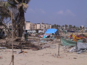 roped off plots on Pattinambakkam Beach, Chennai