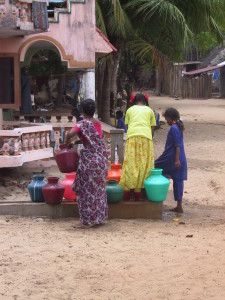 Kallar village, collecting water