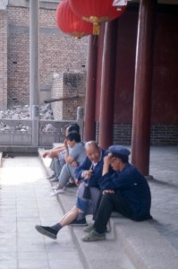 Chinese on the steps of the temple (needs re-scan)