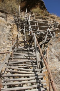 rickety stairs to the Paulos and Petros church