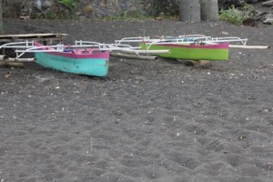 colourful fishing boats on the beach