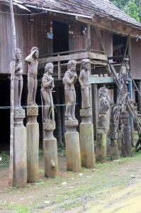 hampatongs in front of the longhouse