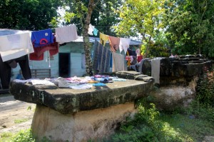 tombs are being used to dry laundry