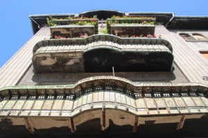 metal balconies along the Piata Victoriei