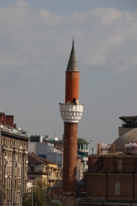 the minaret of Sofia's mosque, one of the traces of past Ottoman rule