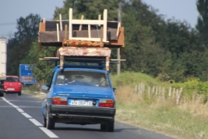 poor quality photo, but still: on the highway, moving house