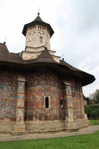 Moldovita monstarey church, with dominating yellow colours