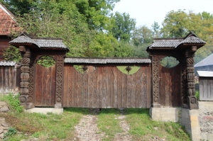 elaborate wooden gate