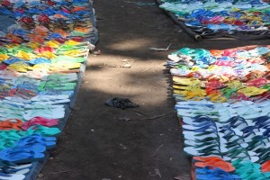 plenty flip-flops for sale in the Talibura market