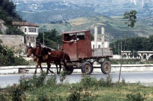 horse-drawn cart, an impressive construction