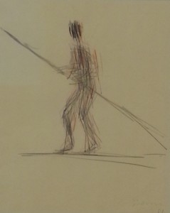 "Circus Figure", ink on paper - by William Turnbull