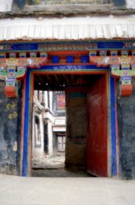 door to one of the courtyards at the Drepung monastery