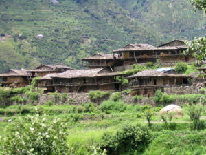 a wooden village on the road to Manali (courtesy Gijs Remmelts)