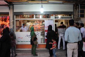 the most famous icecream shop in Kermanshah, no, in Iran (according to our friends...); people queue outside