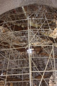 the extensive scaffolding inside the Oljeitu Mausoleum