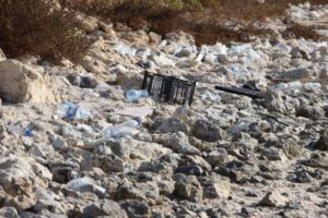 rubbish collecting along the coast line