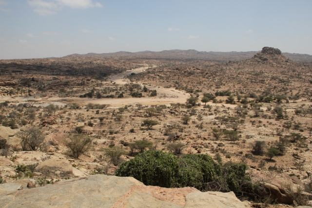The view from the Las Geel caves, across the dry wadis