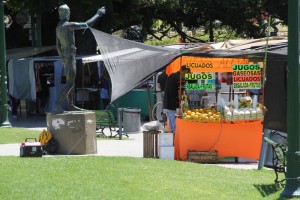 juice stall in the park outside the cemetery provides some colour