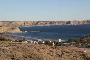 Puerto Piramides, small village at a quiet bay, sandy beach