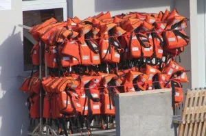 life vests galore for the water sporters