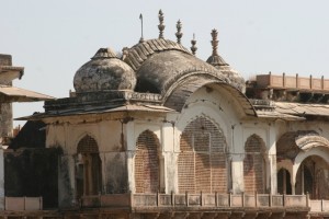 stone lattice work and an unusual roof structure of the Maharaja’s palace