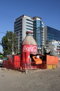 the ubiquitous Coca Cola kiosk, present all over town