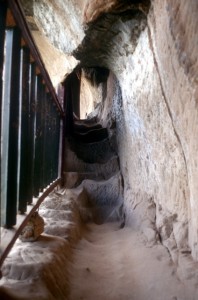 tunnels in the rocks connect the various temple chambers