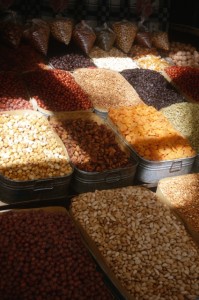 nuts and apricots in the market