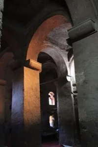 the inside of the churches is equally impressively carved out of the rocks