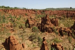 eroded sandstone formation, locally known as “New York” on account of its perceived skyscraper look, near Gesergiyo