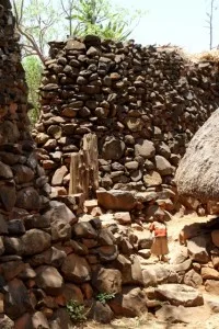 the villages are protected by huge walls; to keep enemies out or small children in? (Mecheke village)