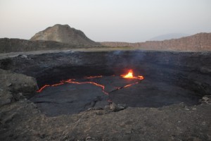 the crater at daytime, looking much smaller