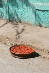 chillies drying in a Dire Dawa street
