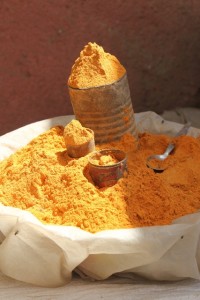 some yellow powder, in large quantities
