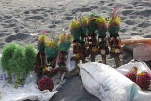 these are flower offerings made by the Tenggar people, to be thrown over the crater edge