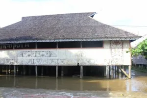 the meeting hall in Tering Lama, still above the water