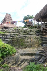 the hill top of Kampung Praijiang is mostly limestone, cut into stairs and paths