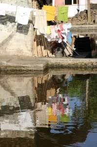 laundry reflecting in the water
