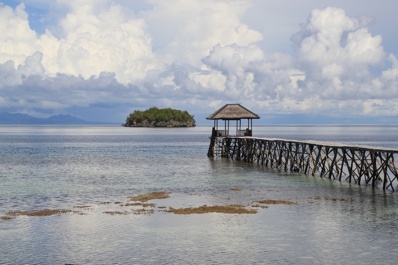 jetty of one of the lodges on Kadidira