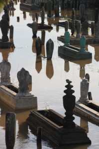 even the cemetery is inundated
