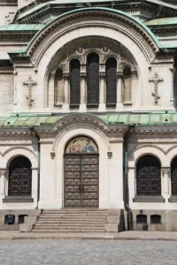 one of the side doors, and windows, of the Alexander Nevsky church
