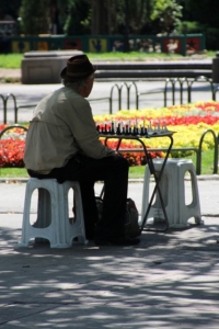 chess player waiting for an opponent