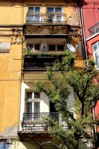 town houses, with balconies
