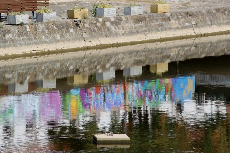 graffiti art in Lovech, reflected in the river