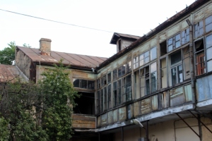 part-wooden houses in a Iasi courtyard