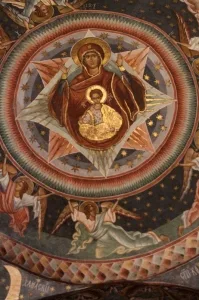 frescoes inside the church