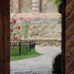 door in the entrance gate to the Moldovita Monastery