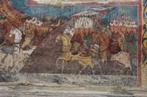 detail of horsemen in Siege of Constantinople (Moldovita)
