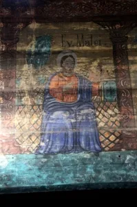 a few brighter coloured frescoes are also present