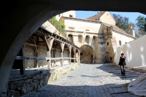 the entrance to the citadel of Sighisoara